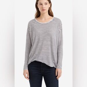 Vince Striped Long Sleeve Basic Top | Size Medium